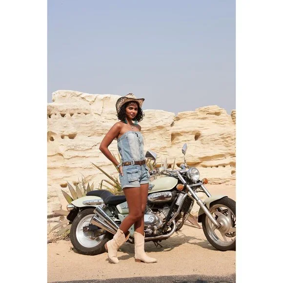 Women's Suede Camel Western Boots Cowgirl Boots Pull On Pointy Toe Mid Calf - Picture 2 of 6